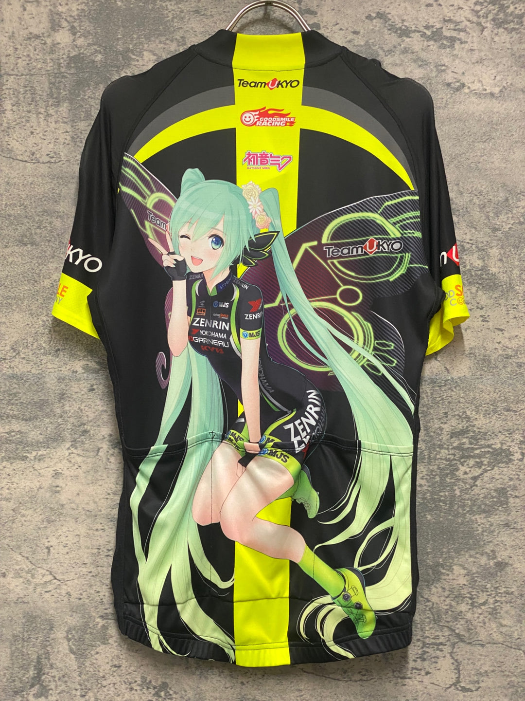 KH196 アトラス atlas 半袖 サイクルジャージ 黒 黄 L レーシングミク 2017 TeamUKYO応援Ver.