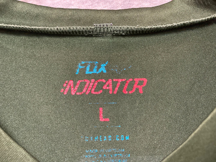 KC655 フォックス FOX INDICATOR 長袖 トレイルシャツ Vネック 緑 蛍光イエロー L