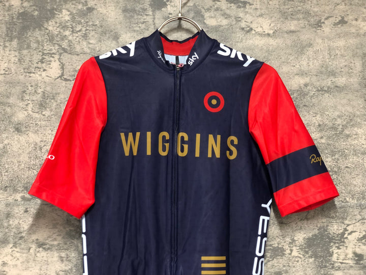 KK139 ラファ Rapha WIGGINS PRO TEAM MID WEIGHT JERSEY 半袖 サイクルジャージ 紺 赤 S