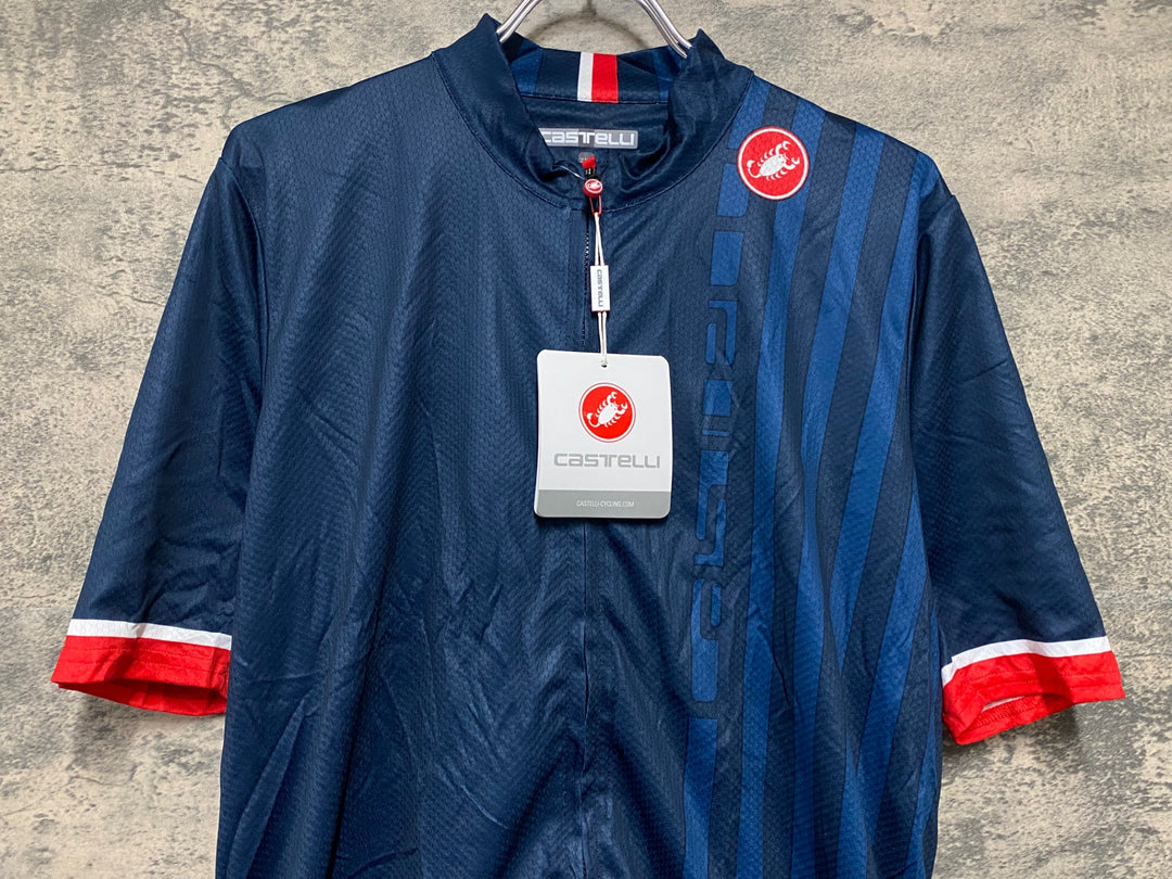 KK053 カステリ CASTELLI 半袖 サイクルジャージ 2XL 青