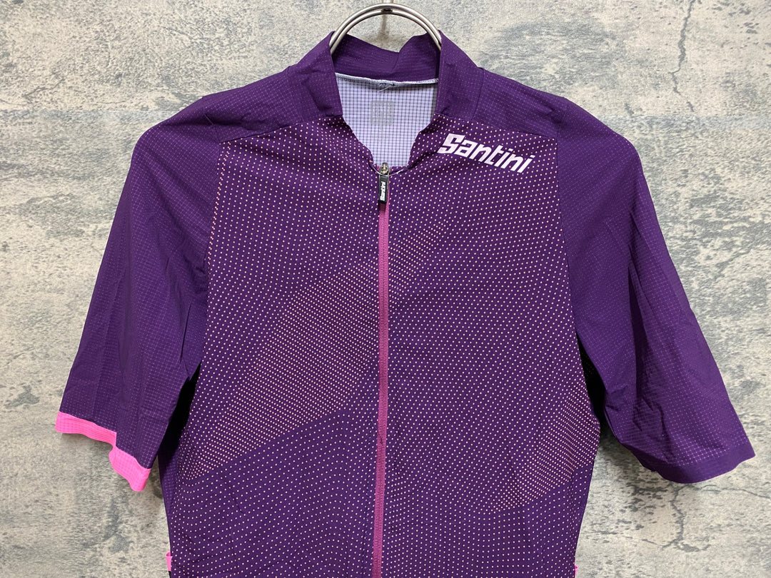 JO871 サンティーニ Santini 半袖 サイクルジャージ パープル ドット S