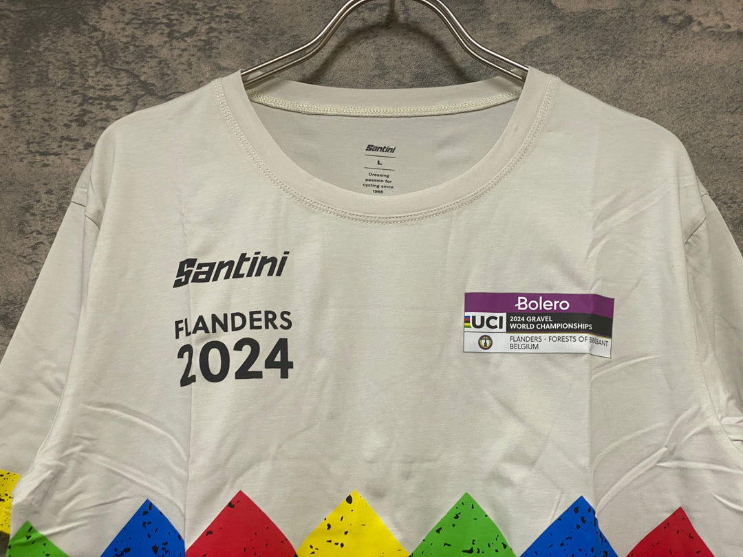 KC582 サンティーニ Santini 2024 Uci Gravel World Championships - T-shirt Tシャツ 白 L