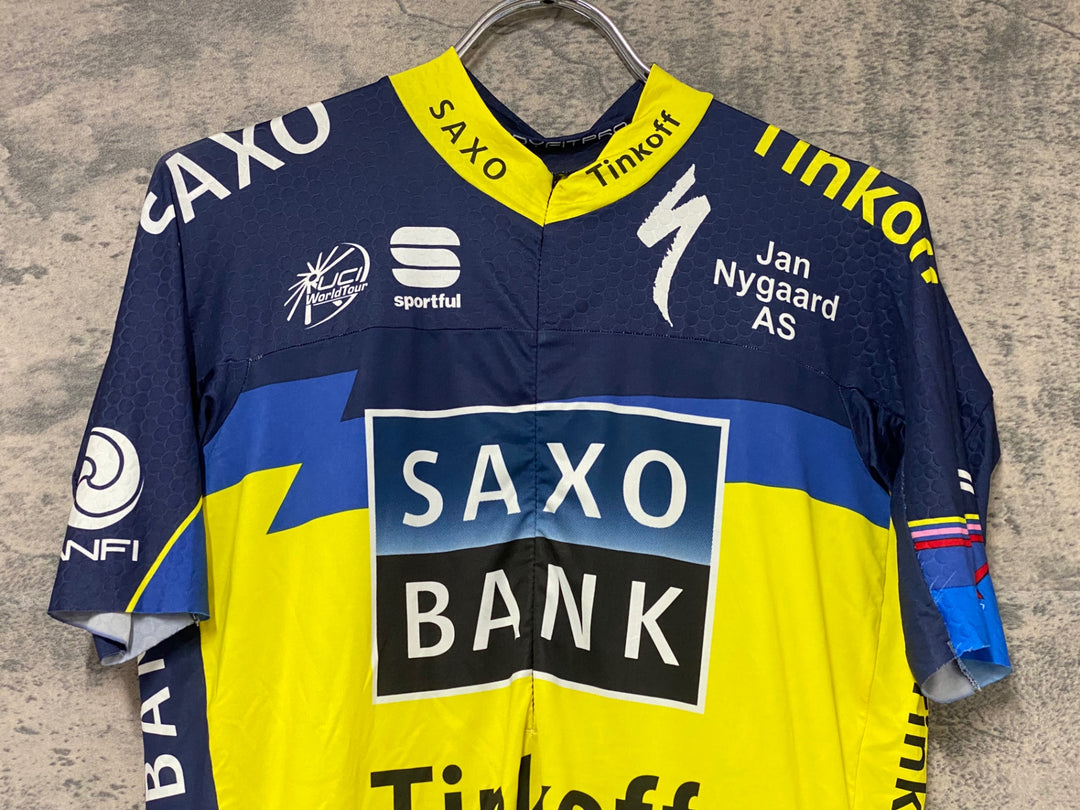 KJ827 スポーツフル sportful 半袖 サイクルジャージ 黃 紺 SAXO BANK S