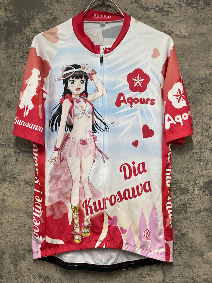 KG889 アウローラ AURORA 半袖 サイクルジャージ 白 赤 XL ラブライブ! サンシャイン!! 2022 黒澤ダイヤ Ver.