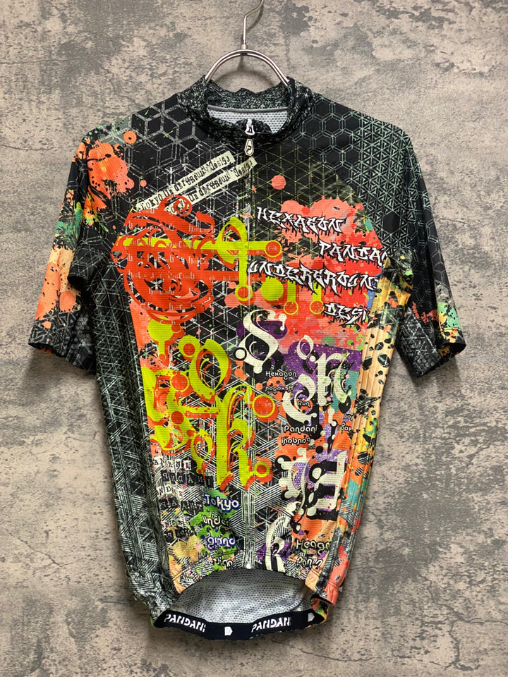 JR205 パンダーニ pandani 半袖サイクルジャージ 黒オレンジ S エアロジャージ