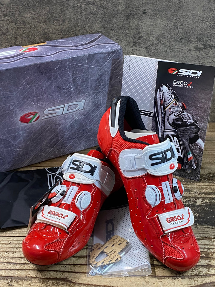 JV463 シディ SIDI エルゴ2 カーボン ERGO 2 CARBON ビンディングシューズ EU41.5 赤 3穴