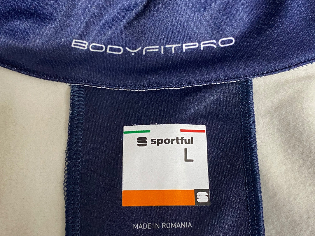 KJ805 スポーツフル sportful 長袖 サイクルジャージ 黃 紺 L 裏起毛 SAXO BANK