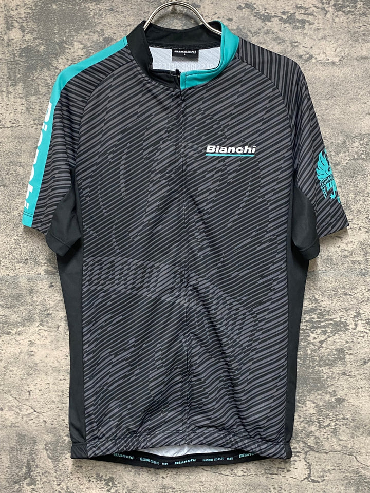 KG892 ビアンキ Bianchi 半袖 サイクルジャージ 黒 L