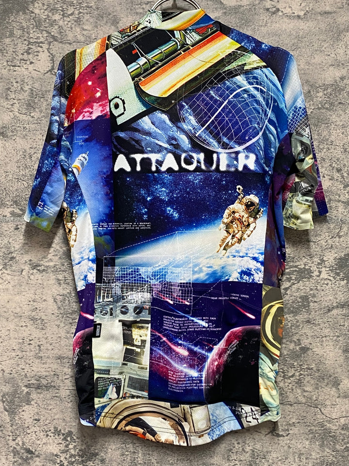 KE362 アタッカー ATTAQUER 半袖 サイクルジャージ 紺 白 総柄 M