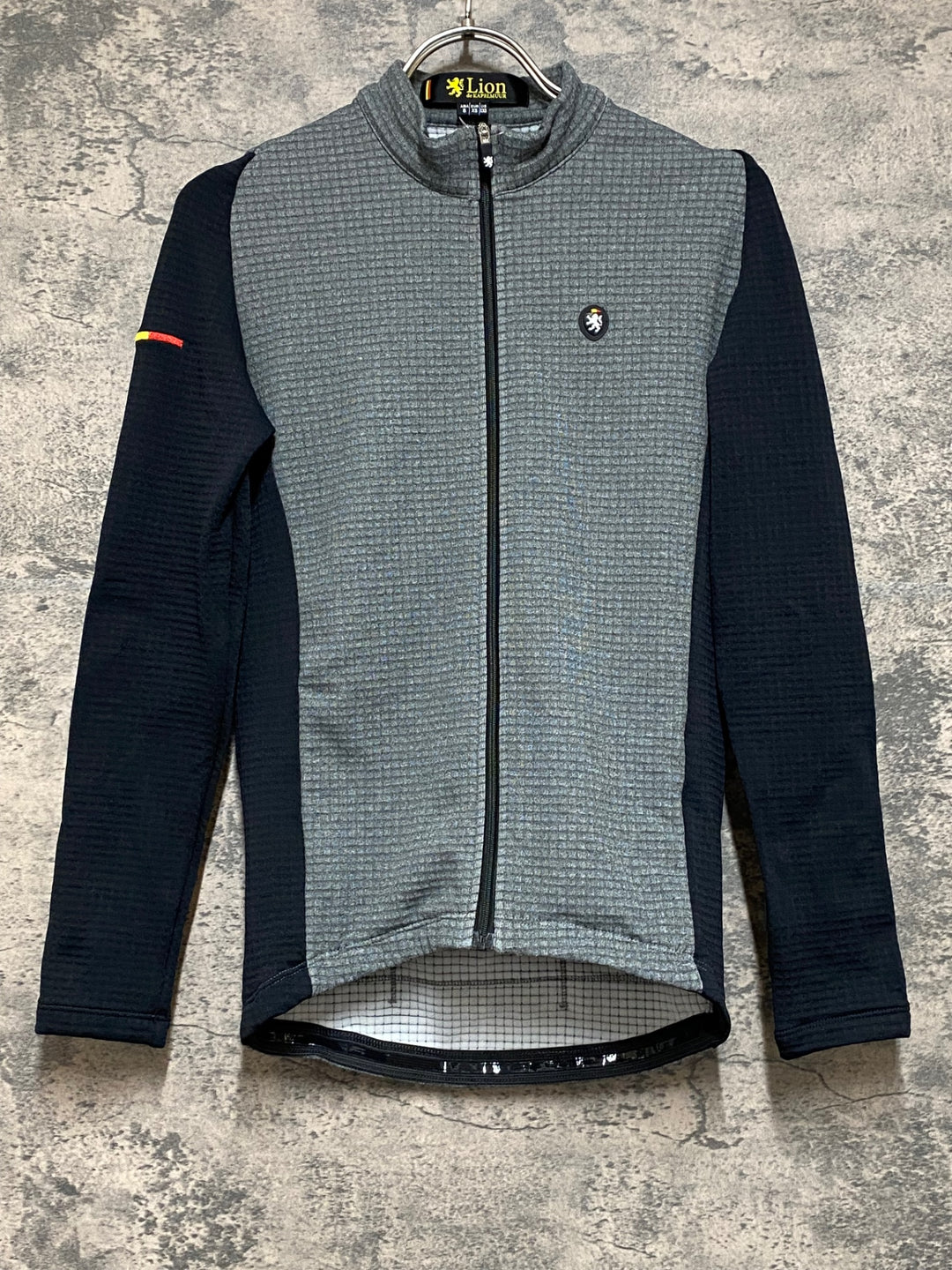 JS173 リオンドカペルミュール Lion de KAPELMUUR 長袖 サイクルジャージ 黒 グレー S 裏起毛