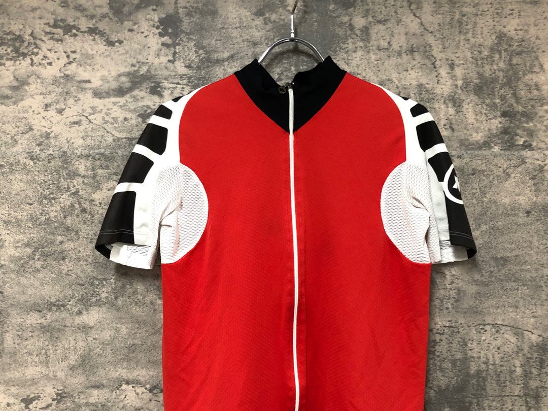 JQ567 アソス ASSOS 半袖 サイクルジャージ 赤白 L ※汚れ