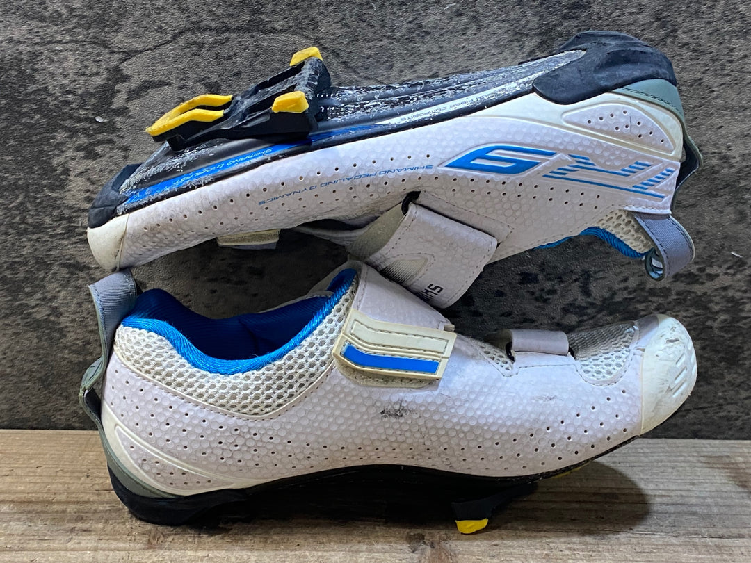 KC367 シマノ SHIMANO TR9 SH-TR900W W ビンディングシューズ SPD-SL 白 レディース EU38 ※ガリ傷