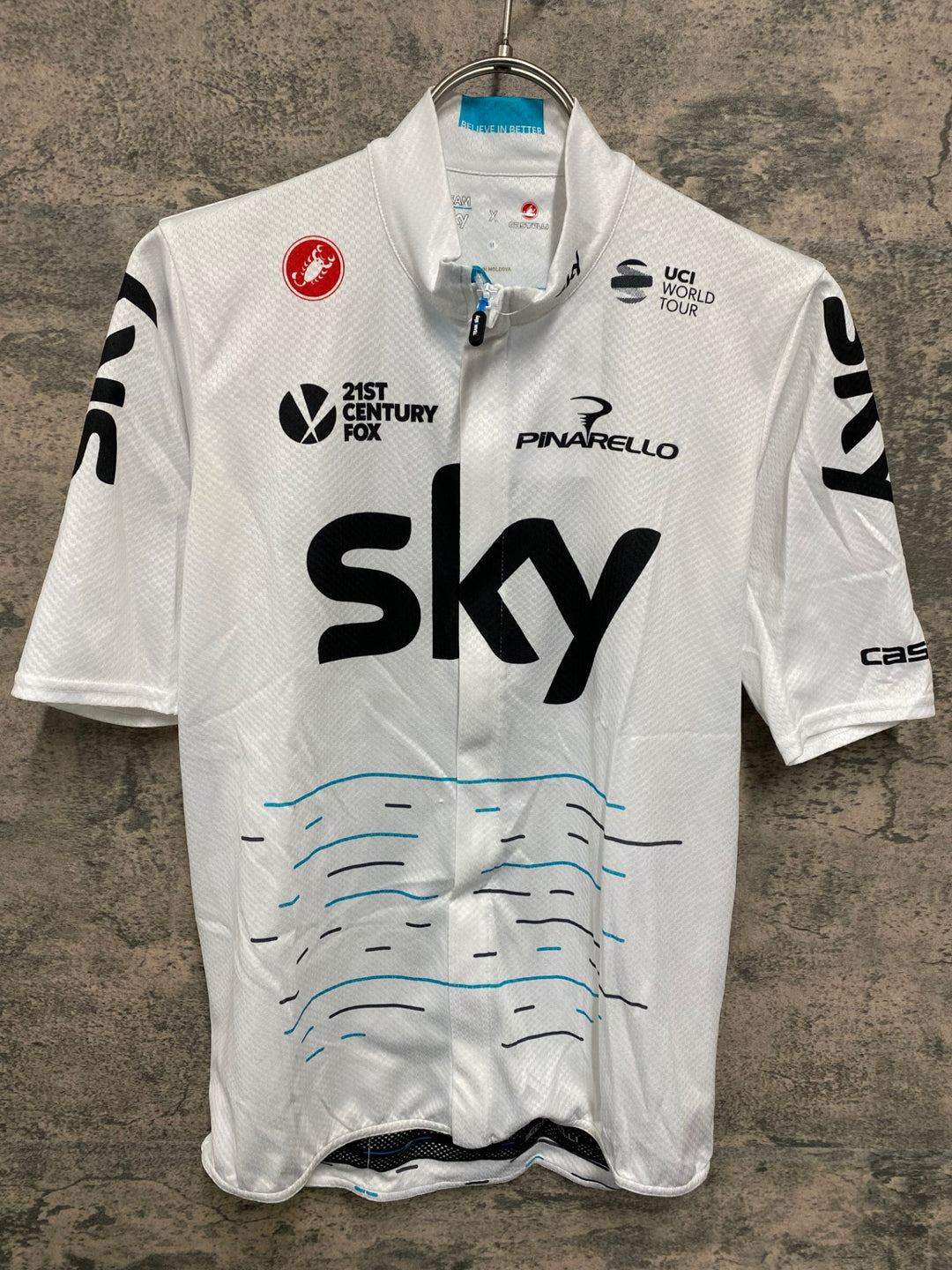 JV914 カステリ CASTELLI 半袖 サイクルジャージ 白 M TEAM Sky