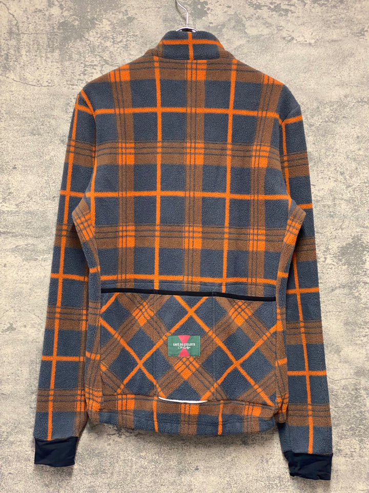 JY601 カフェドシクリステ CAFE DU CYCLISTE Solange Men 長袖 サイクルジャケット オレンジ グレー チェック L フリース