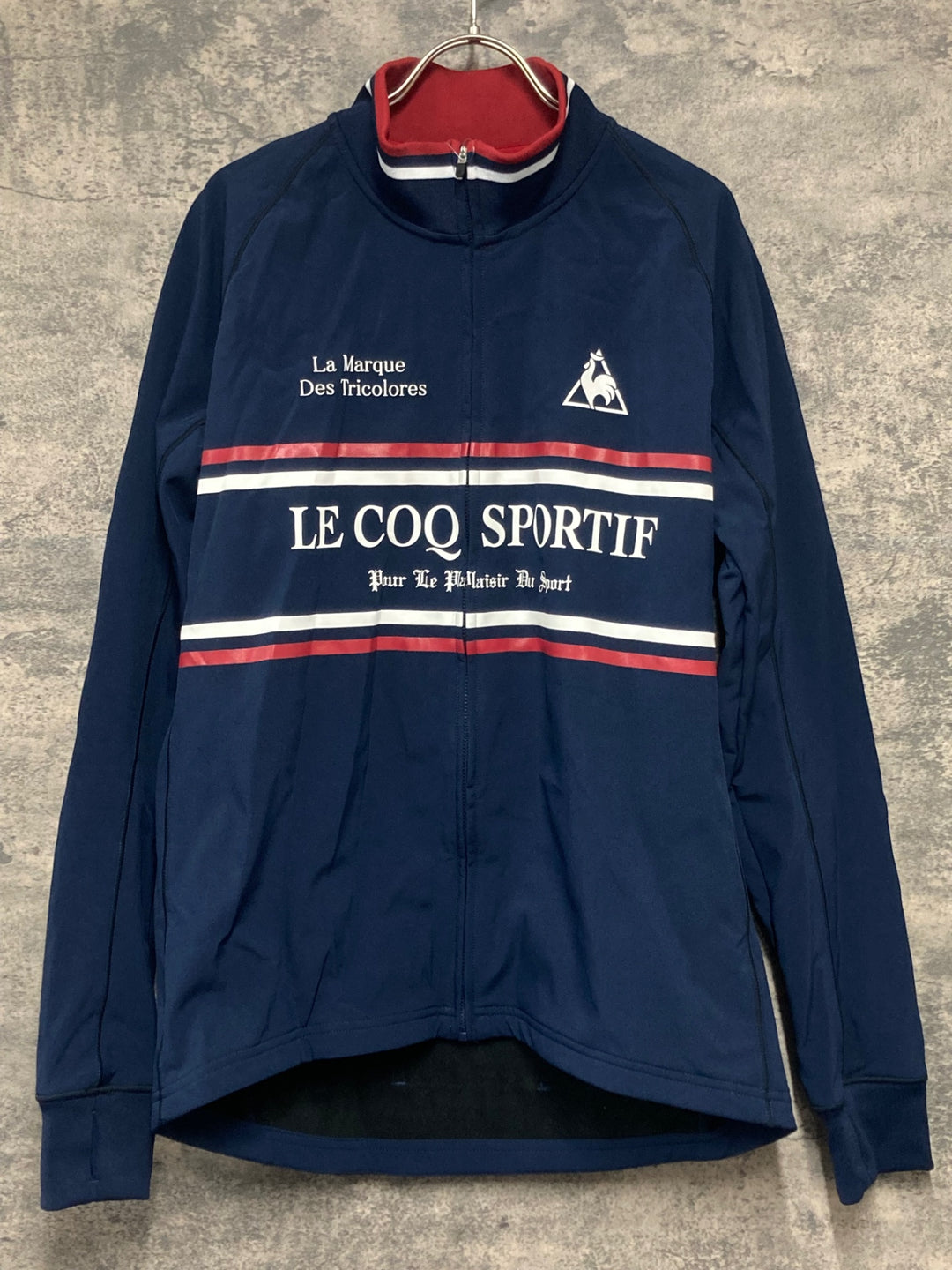 KK449 ルコックスポルティフ le coq sportif 長袖 サイクルジャケット 紺 O 裏起毛