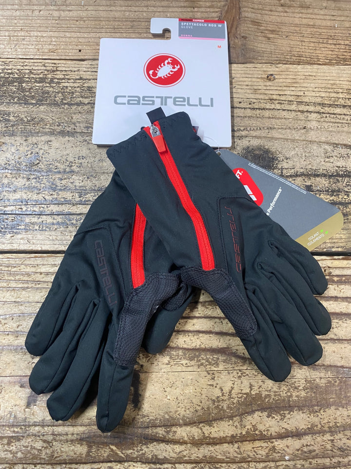 JT747 カステリ CASTELLI ロッソコルサ ROSSOCORSA 長指 裏起毛 ウィメンズ サイクルグローブ 黒 M