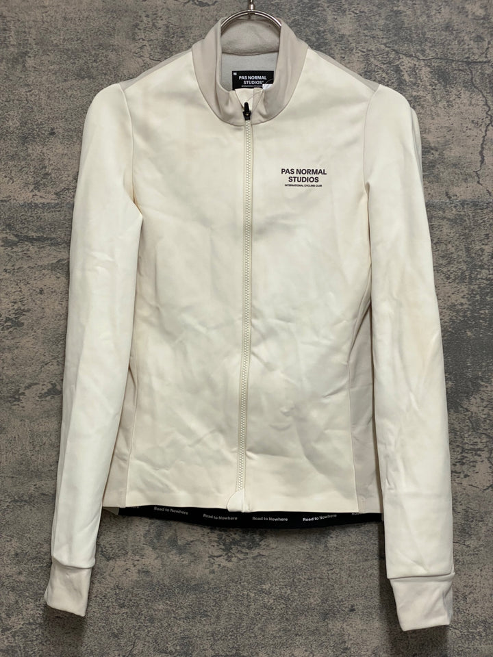 KA556 パスノーマルスタジオ PAS NORMAL STUDIOS MECHANISM THERMAL LONG SLEEVE JERSEY 長袖 サイクルジャージ 白 M 裏起毛 ※汚れ