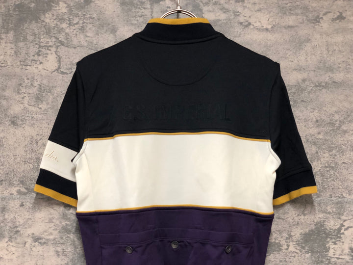 KK163 ラファ RAPHA IMPERIAL WORKS TRICOLOUR JERSEY 半袖 サイクルジャージ 白 黒 紫 S