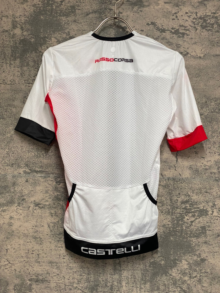 KH168 カステリ CASTELLI ロッソコルサ ROSSO CORSA 半袖 サイクルジャージ 白 M