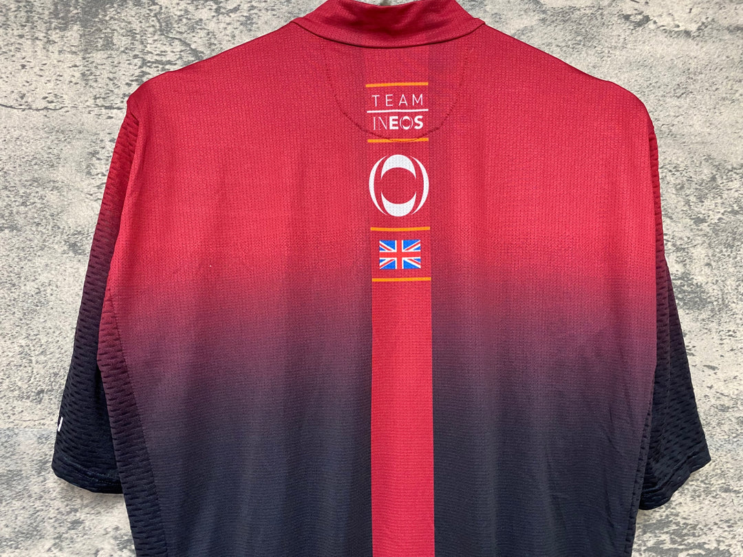 KC370 カステリ CASTELLI 半袖 サイクルジャージ バーガンディ 黒 S TEAM INEOS