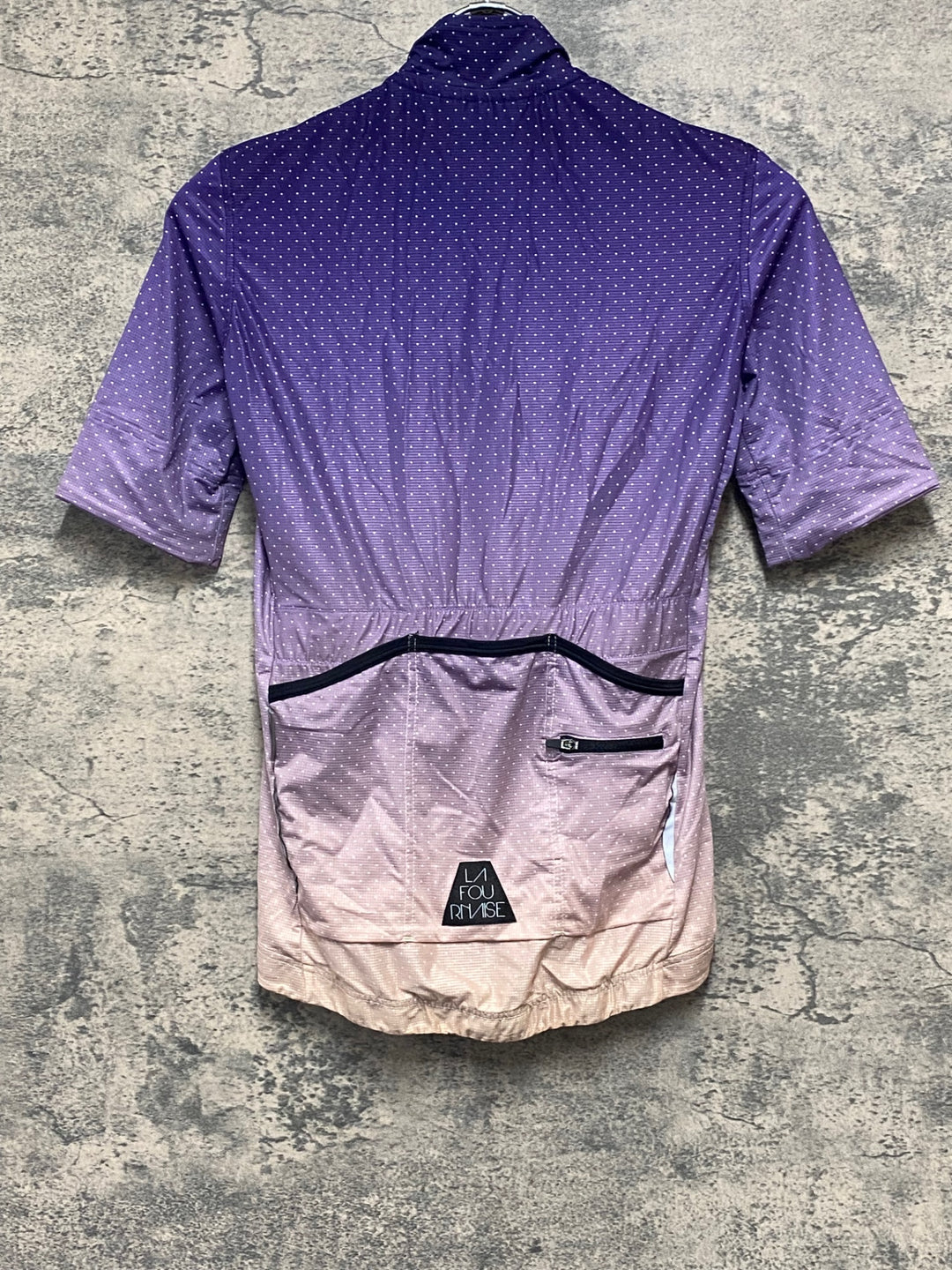 JS977 カフェドシクリステ Cafe du Cycliste Fleurette women 半袖 サイクルジャージ パープル XS レディース ※補修部ありジャンク