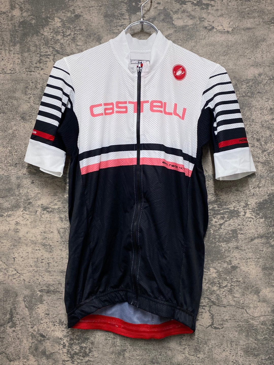 JV386 カステリ CASTELLI ロッソコルサ ROSSO CORSA 半袖 サイクルジャージ 白 L