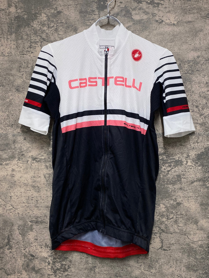 JV386 カステリ CASTELLI ロッソコルサ ROSSO CORSA 半袖 サイクルジャージ 白 L