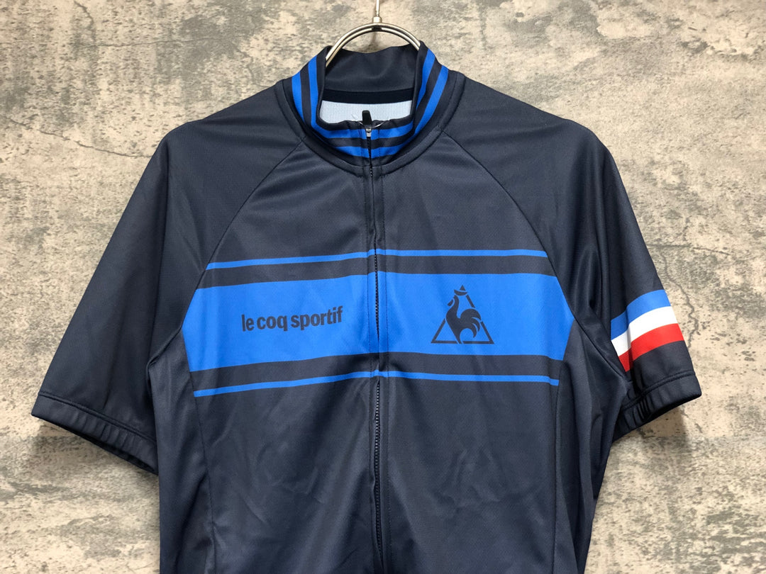KK453 ルコックスポルティフ le coq sportif 半袖 サイクルジャージ 紺 O