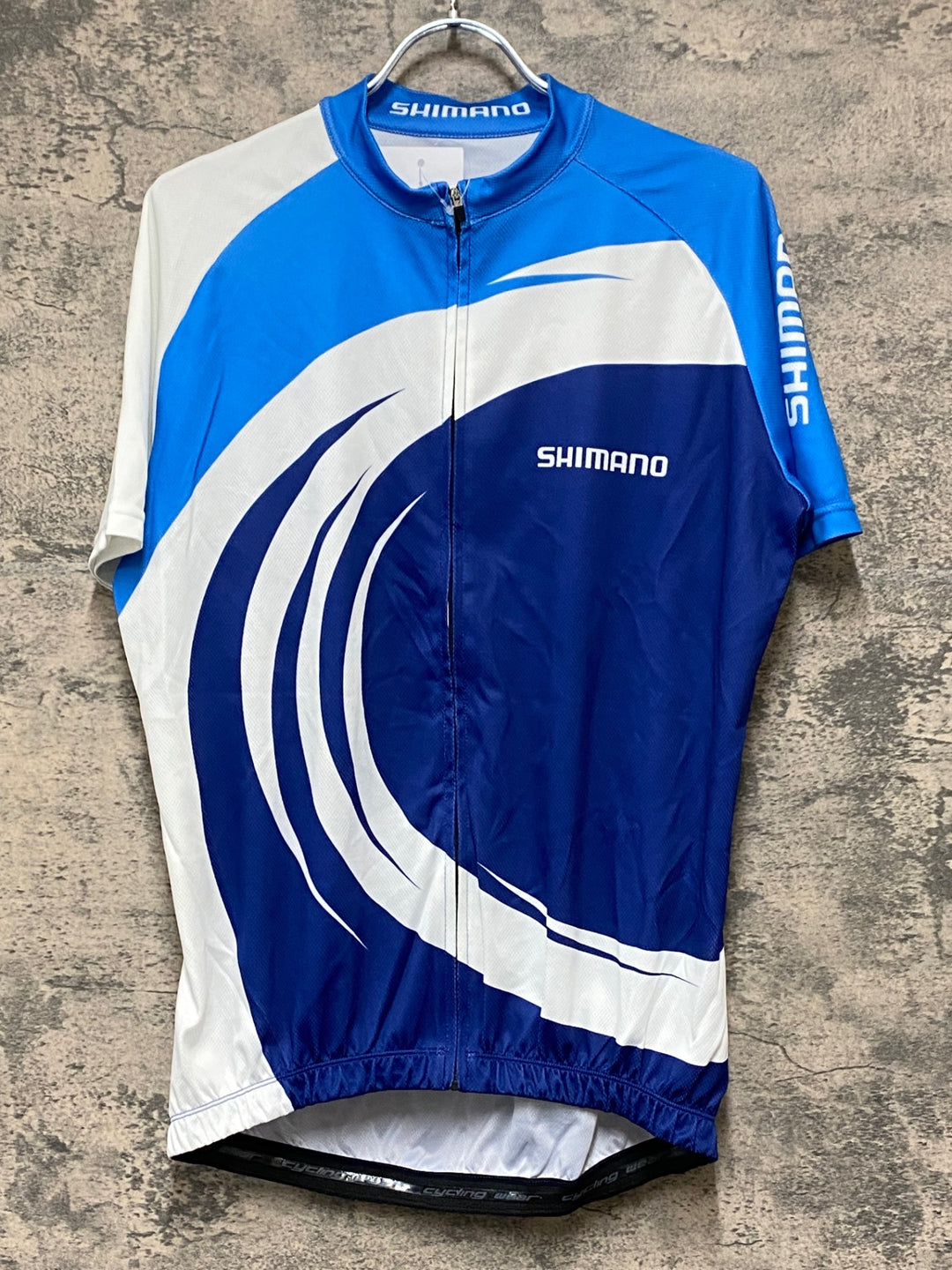 KB077 シマノ SHIMANO 半袖 サイクルジャージ 白 青 L