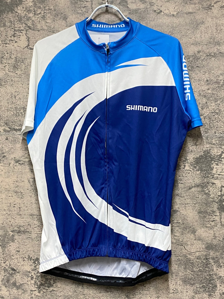 KB077 シマノ SHIMANO 半袖 サイクルジャージ 白 青 L