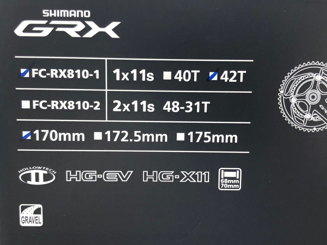 JR624 シマノ SHIMANO GRX FC-RX810-1 クランクセット 170mm 42T