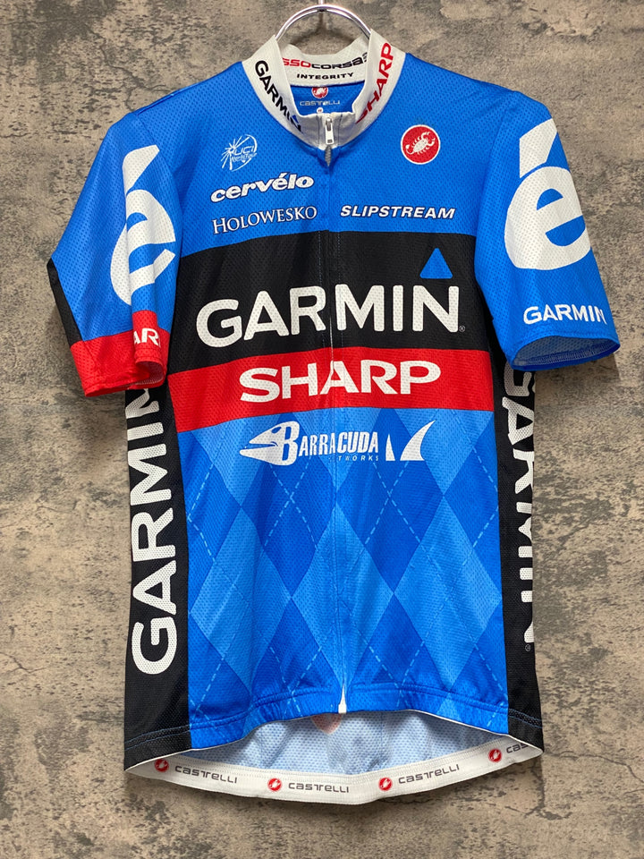 KB549 カステリ CASTELLI GARMIN 半袖 サイクルジャージ 青 M