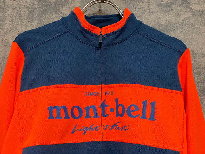 JY974 モンベル mont-bell ウィックロン ZEROサーマル 長袖 サイクルジャージ オレンジ紺 L