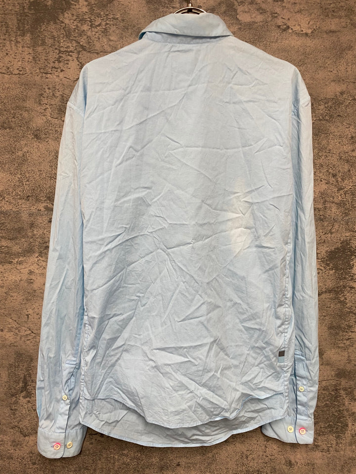 KD501 ラファ Rapha POPLIN SHIRT 長袖 シャツ 水色 M ※シミ、ほつれ