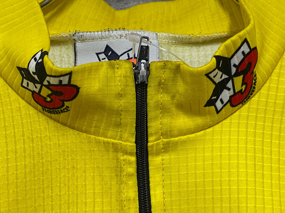 JV324 THREEFACE 長袖サイクルジャージ 黄色 L裏起毛 ハーフジップ