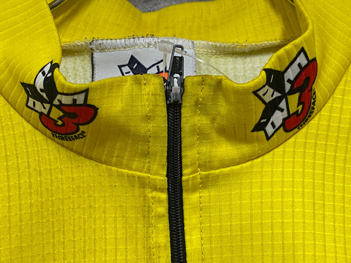 JV324 THREEFACE 長袖サイクルジャージ 黄色 L裏起毛 ハーフジップ