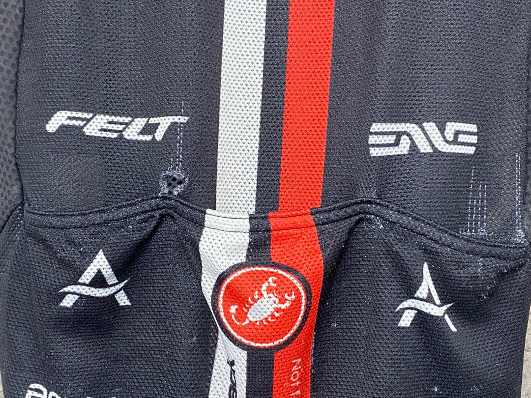 KK554 カステリ CASTELLI 半袖 ワンピース 黒 S NFTO ※スレ大、背面ポケット穴あきのためジャンク