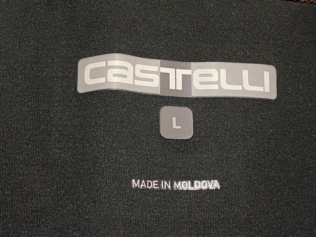 KE516 カステリ CASTELLI 長袖 サイクルジャージ オレンジ L 裏起毛 ※小穴