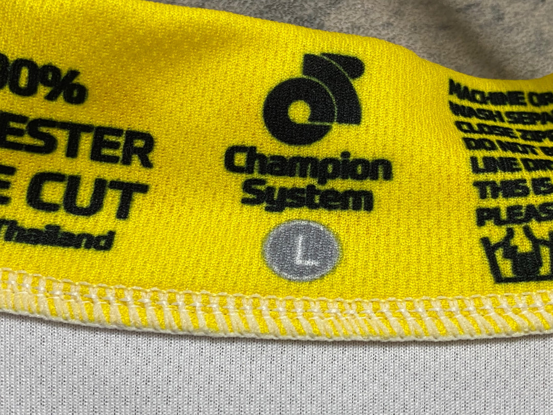 KG459 チャンピオンシステム Champion System 半袖 サイクルジャージ 白 黃 L オギノパン