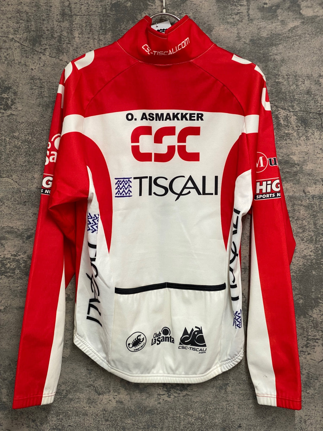 JV554 カステリ CASTELLI 長袖 サイクルジャージ 白 赤 CSC サイズ不明
