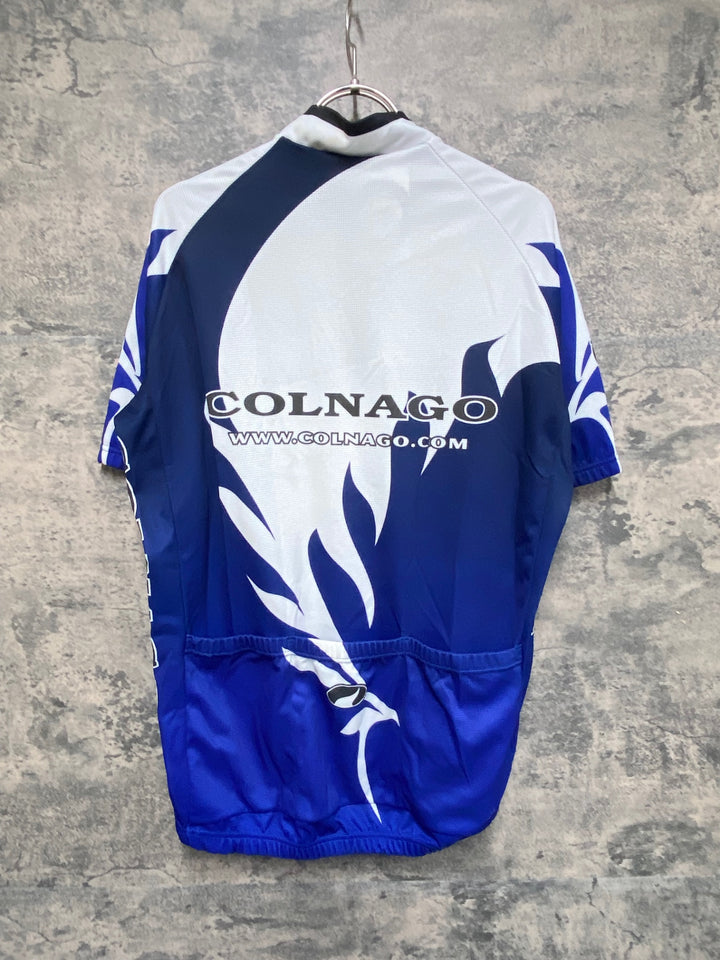 KF485 コルナゴ COLNAGO ハーフジップ 半袖 サイクルジャージ 白 青 サイズ不明