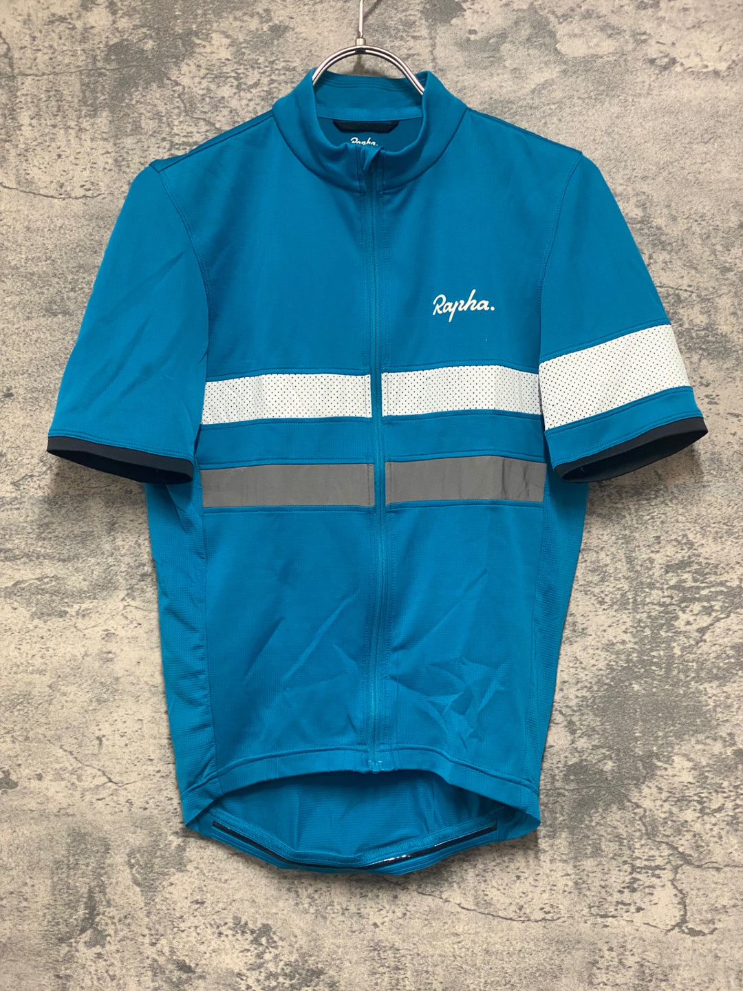 KE387 ラファ Rapha BREVET LIGHTWEIGHT JERSEY 半袖 サイクルジャージ XS 水色 ポケット部傷み