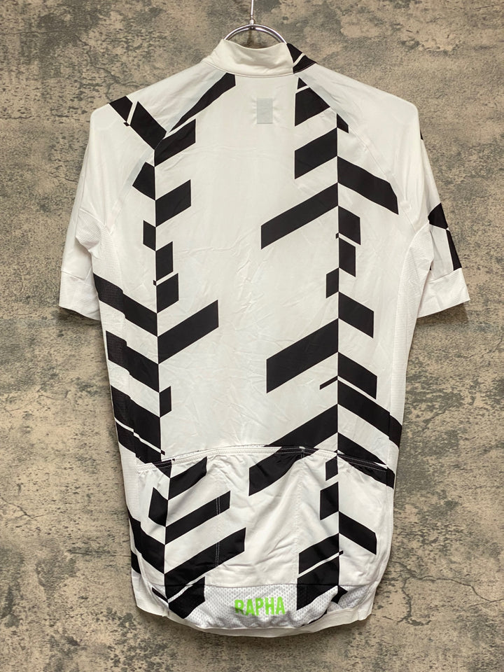 KB085 ラファ Rapha PRO TEAM AERO JERSEY 半袖 サイクルジャージ 白 黒 L