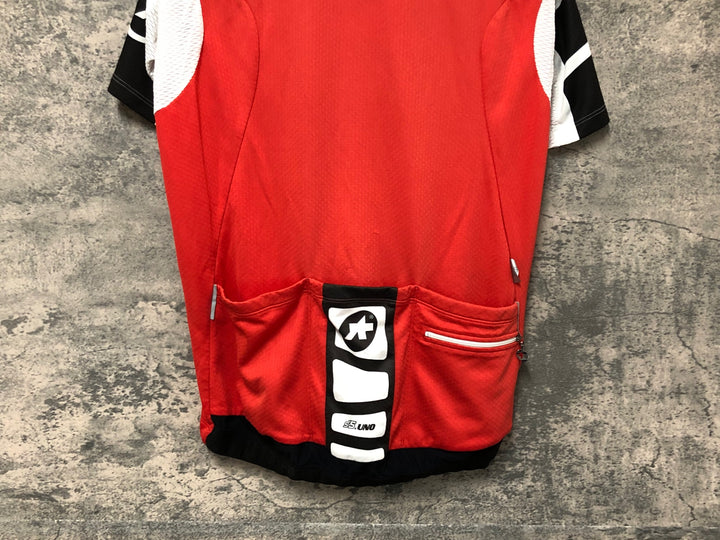 JQ567 アソス ASSOS 半袖 サイクルジャージ 赤白 L ※汚れ