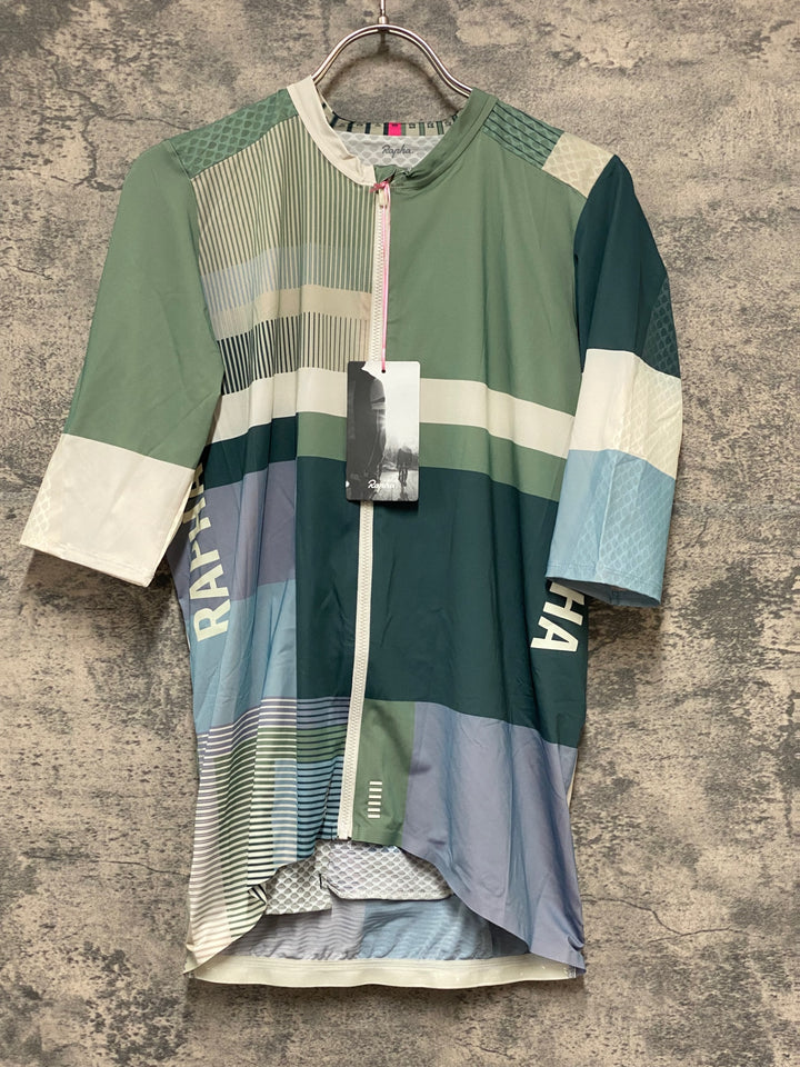 KL111 ラファ Rapha PRO TEAM AERO JERSEY TIME 半袖 サイクルジャージ 緑 白 XL