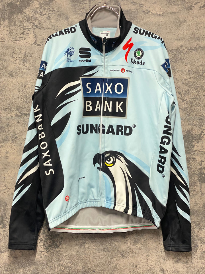 KJ809 スポーツフル sportful 長袖 サイクルジャケット 水色 XL 裏起毛 SAXO BANK