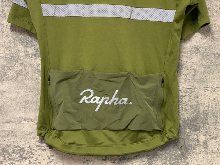 KJ110 ラファ Rapha MEN'S BREVET JERSEY 半袖 サイクルジャージ オリーブ L