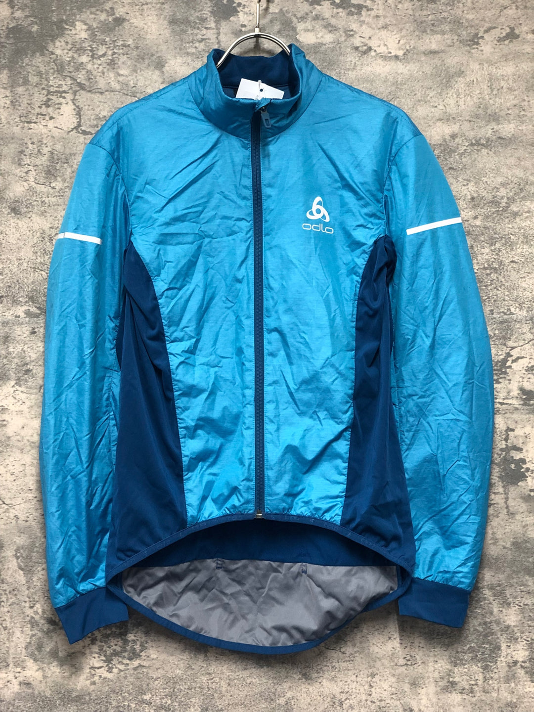 KL217 odlo 長袖 サイクルジャケット 水 青 S 裏起毛 中綿