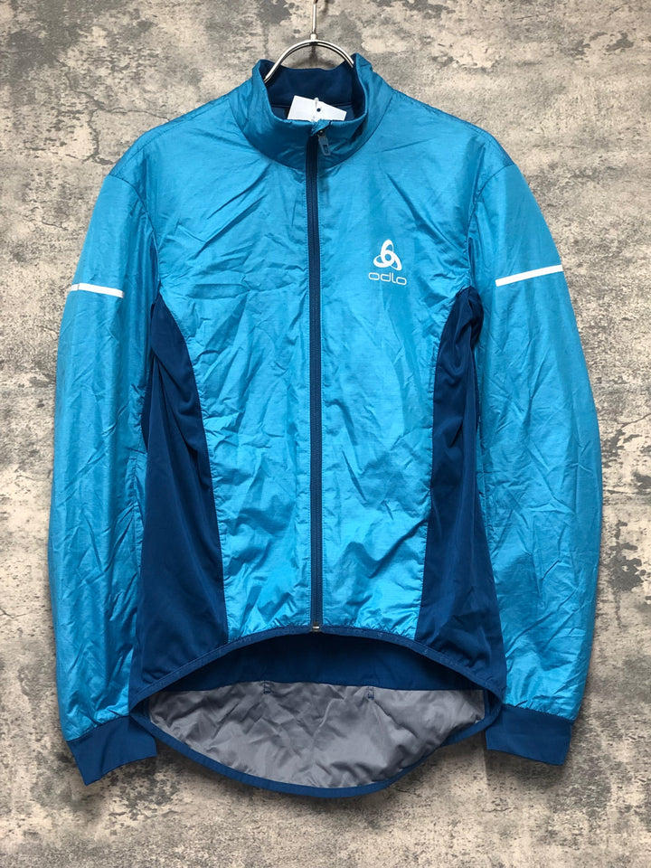 KL217 odlo 長袖 サイクルジャケット 水 青 S 裏起毛 中綿