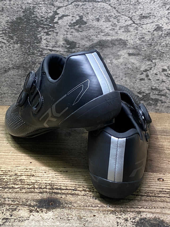 JP136 シマノ SHIMANO PC7 SHRC702M WIDE ビンディングシューズ 3穴 BOA シルバー 黒 EU41